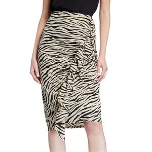 NWT! A.L.C. Zebra Silk Blend Metz Skirt in Beige and Black Stripe Print Size 6